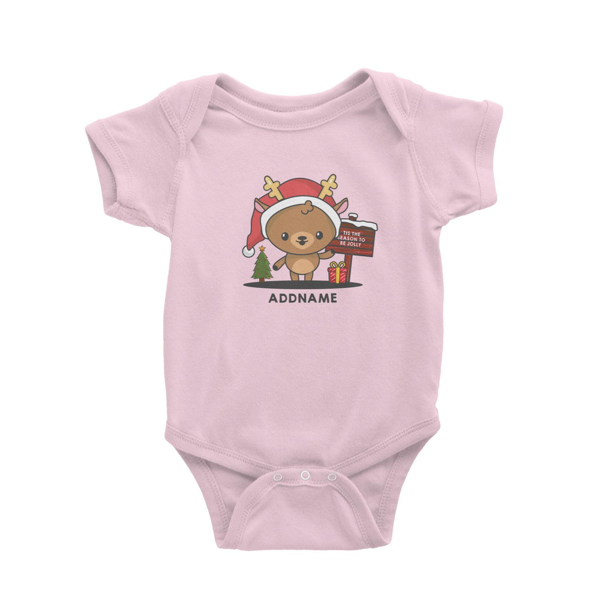 Christmas Cute Jolly Series Deer Addname Baby Romper
