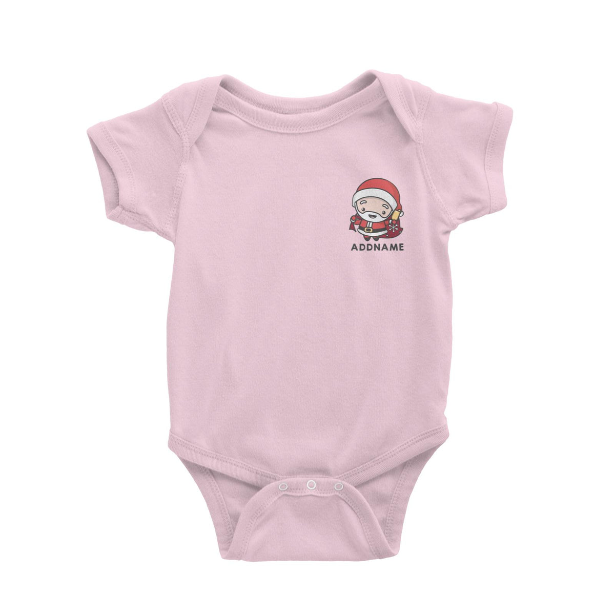 Christmas Cute Pocket Santa Addname Baby Romper