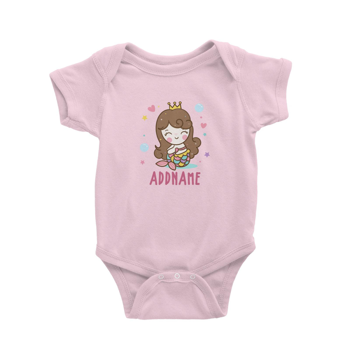 Unicorn And Princess Series Cute Happy Sitting Mermaid Girl Addname Baby Romper