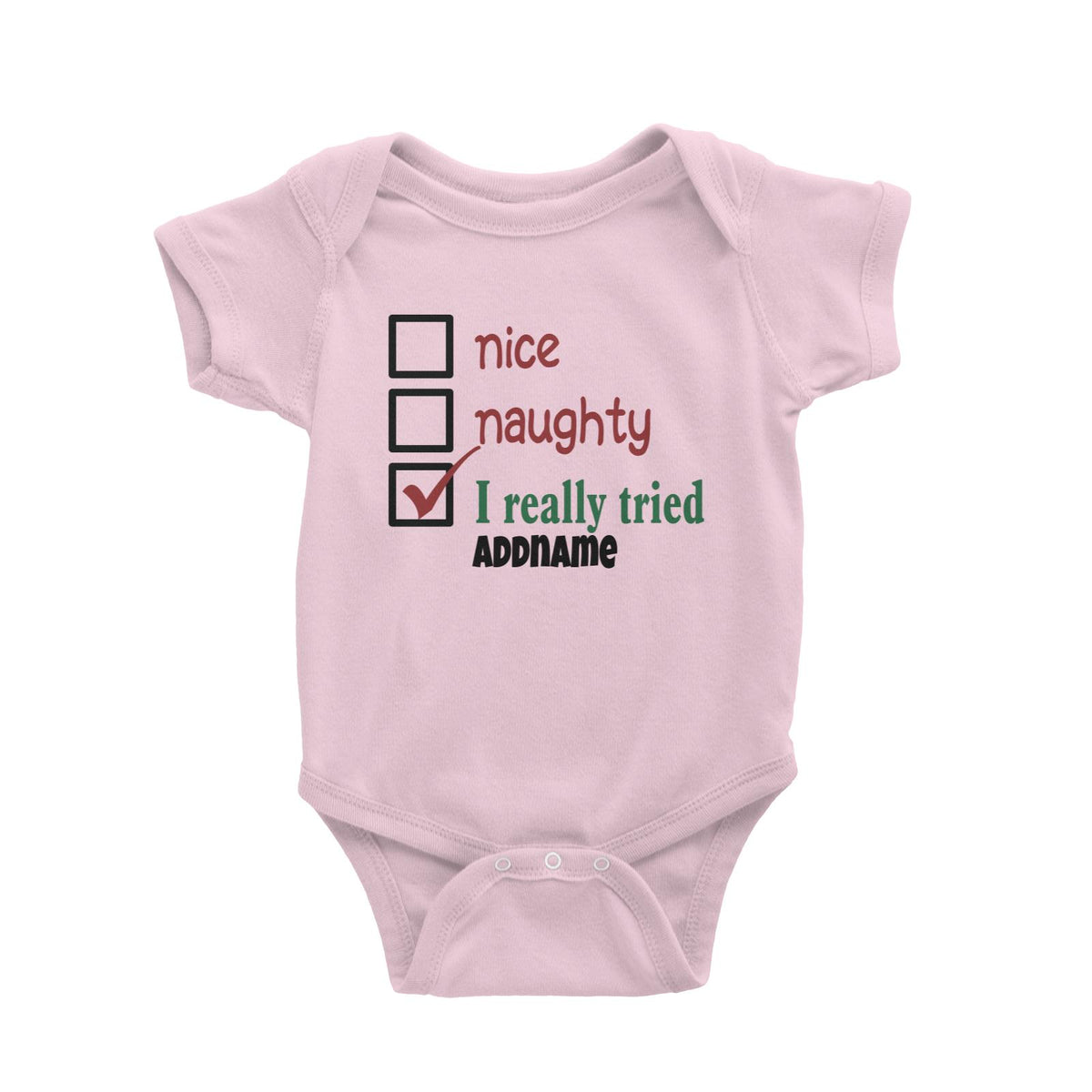 Xmas Nice Naughty I Really Tried Baby Romper