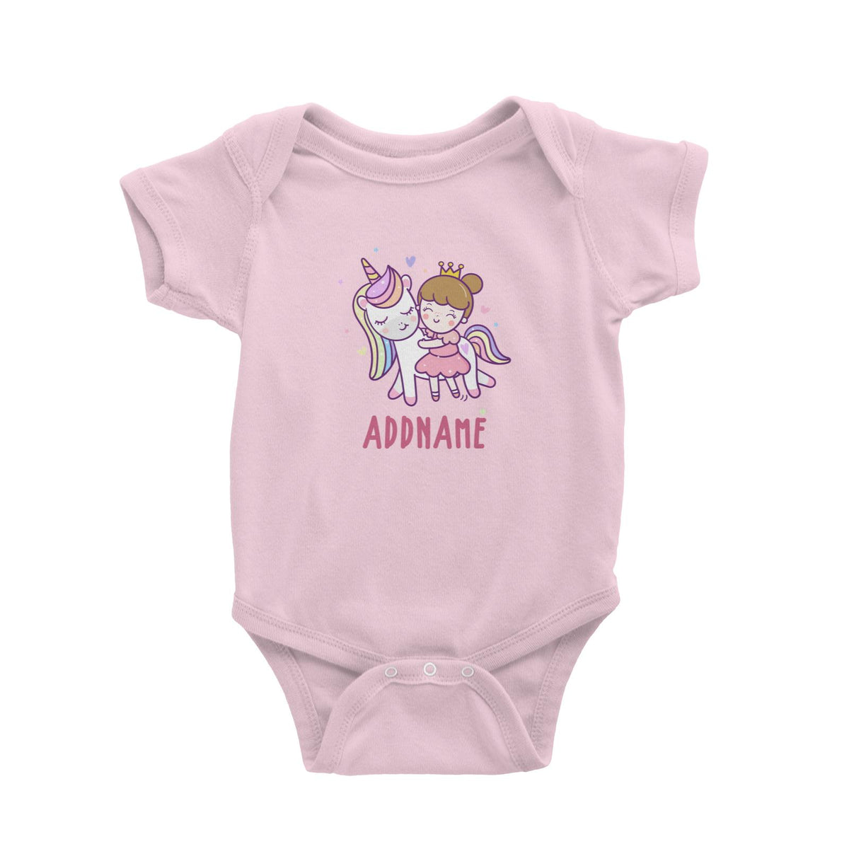 Unicorn And Princess Series Cute Unicorn With Princess Addname Baby Romper