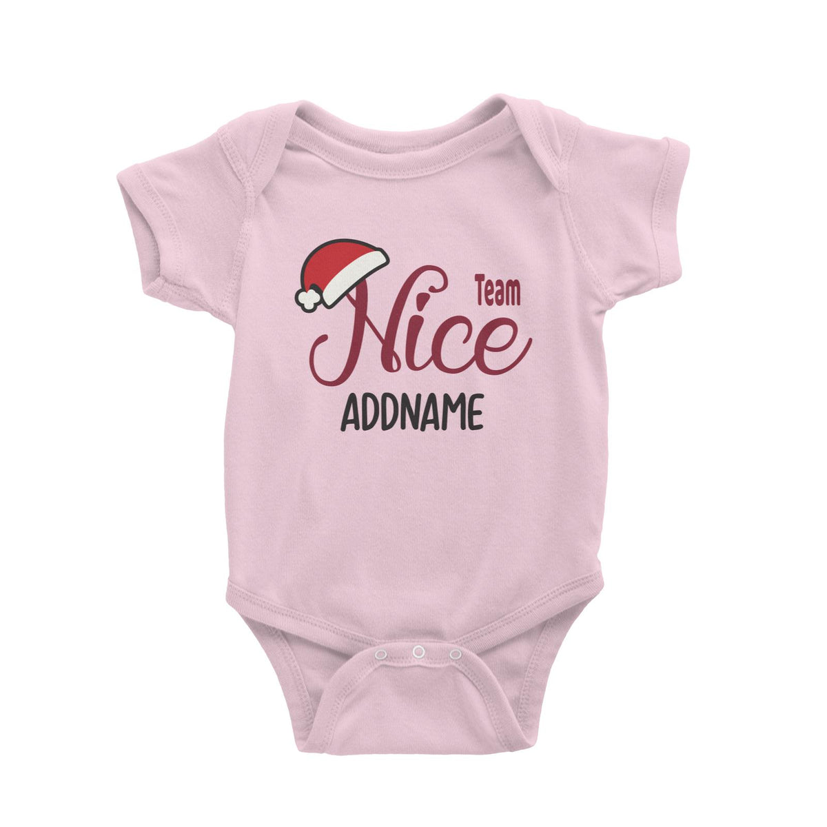 Xmas Team Nice with Santa Hat Baby Romper