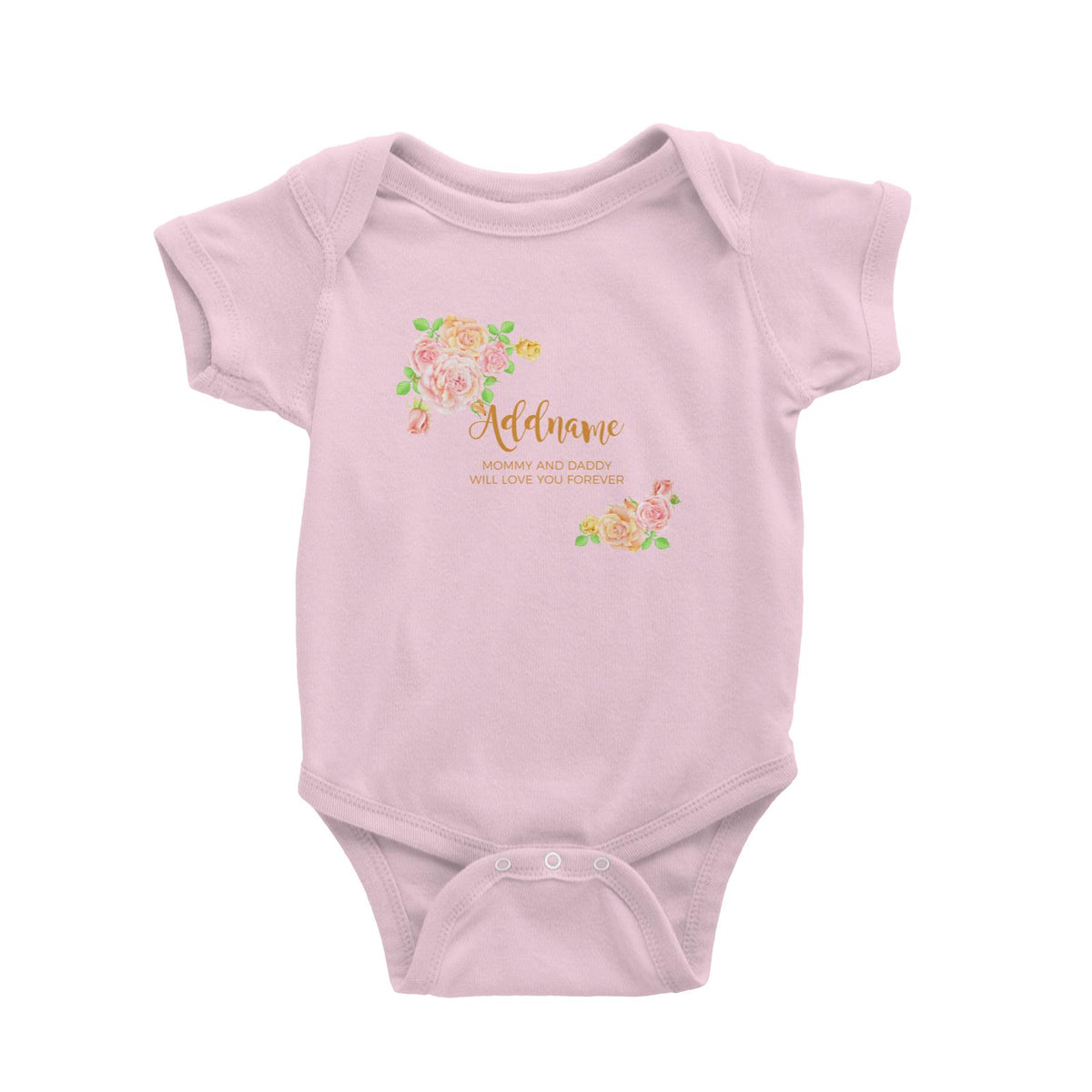 Sweet Rose Frame Personalisable with Name and Text Baby Romper