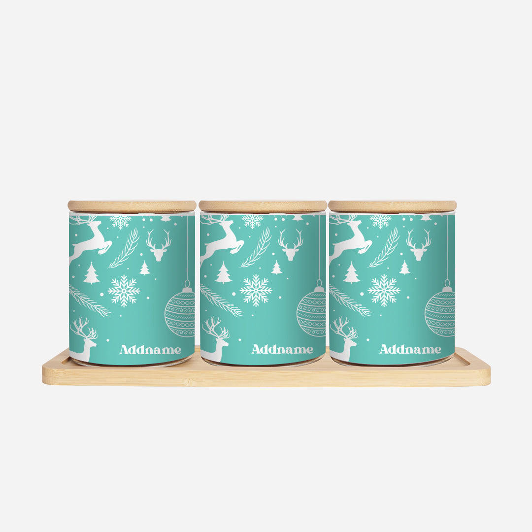 Christmas Series Canister - Jubilant Reindeers Light Blue