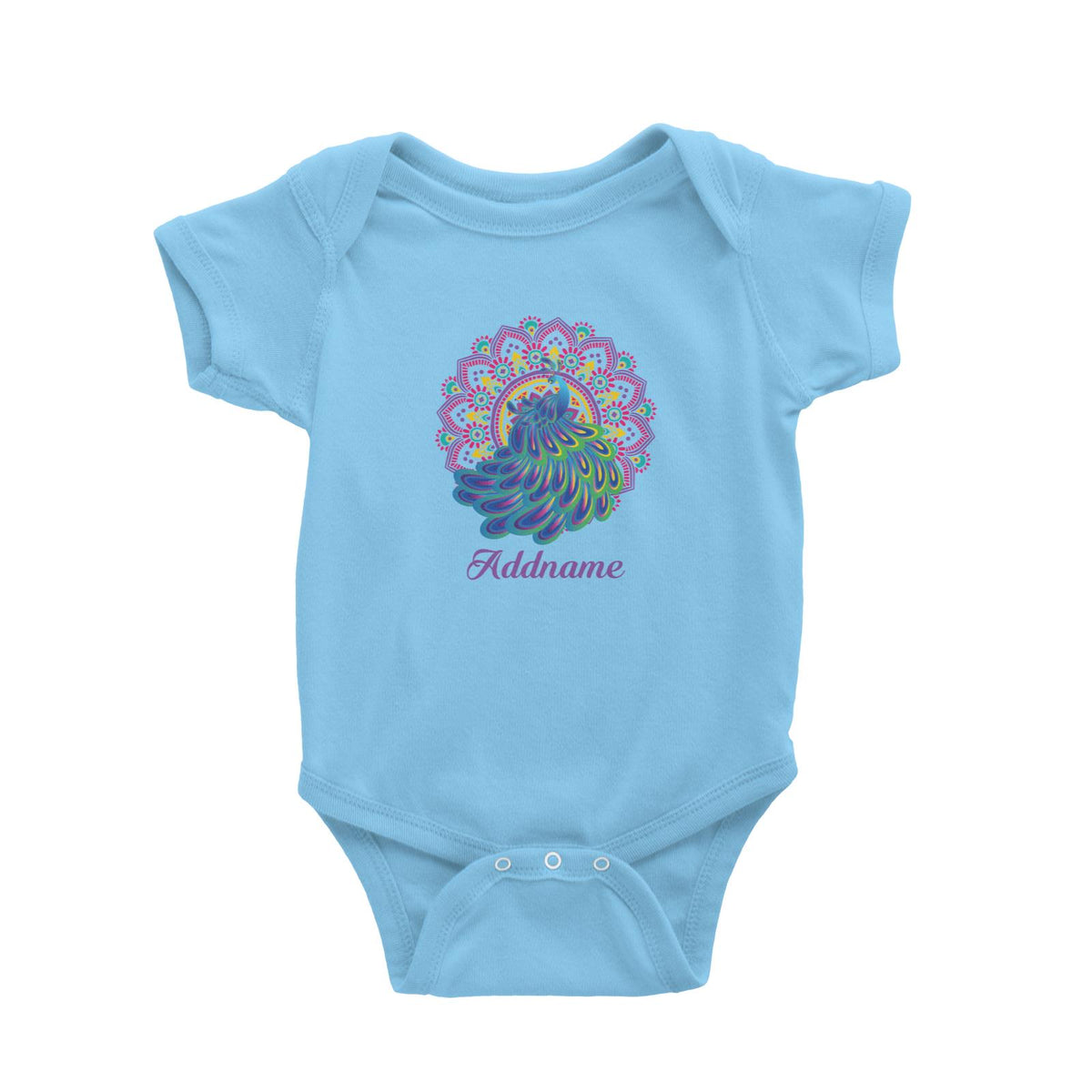 Deepavali Series Virtue Peacock with Purple Mandala Baby Romper