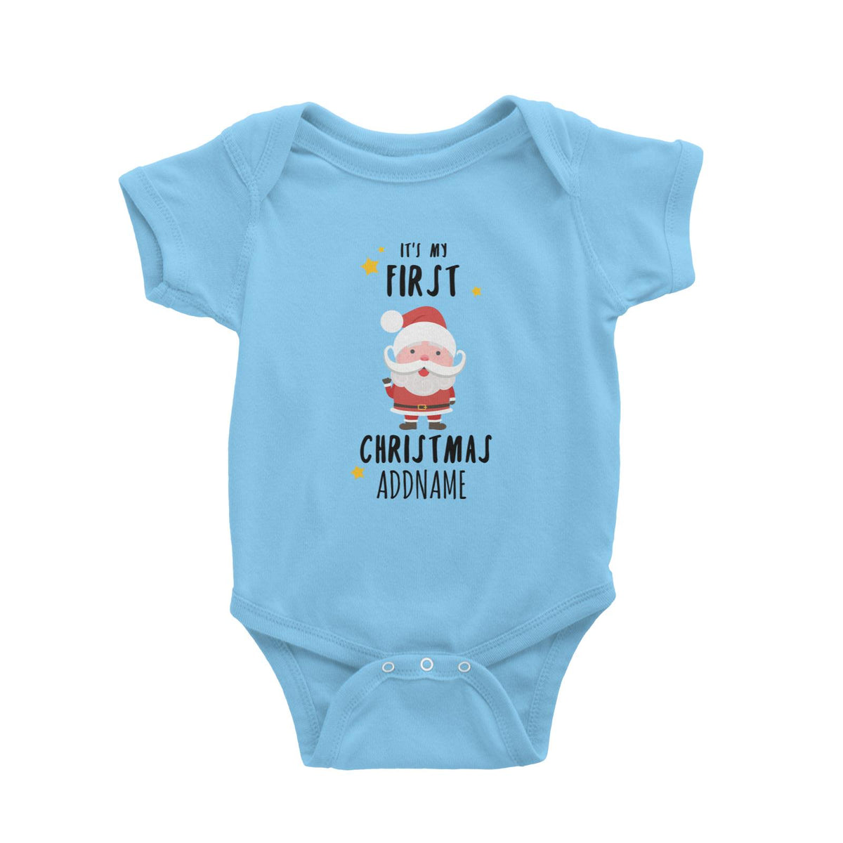 Cute Santa First Christmas Addname Baby Romper  Personalizable Designs