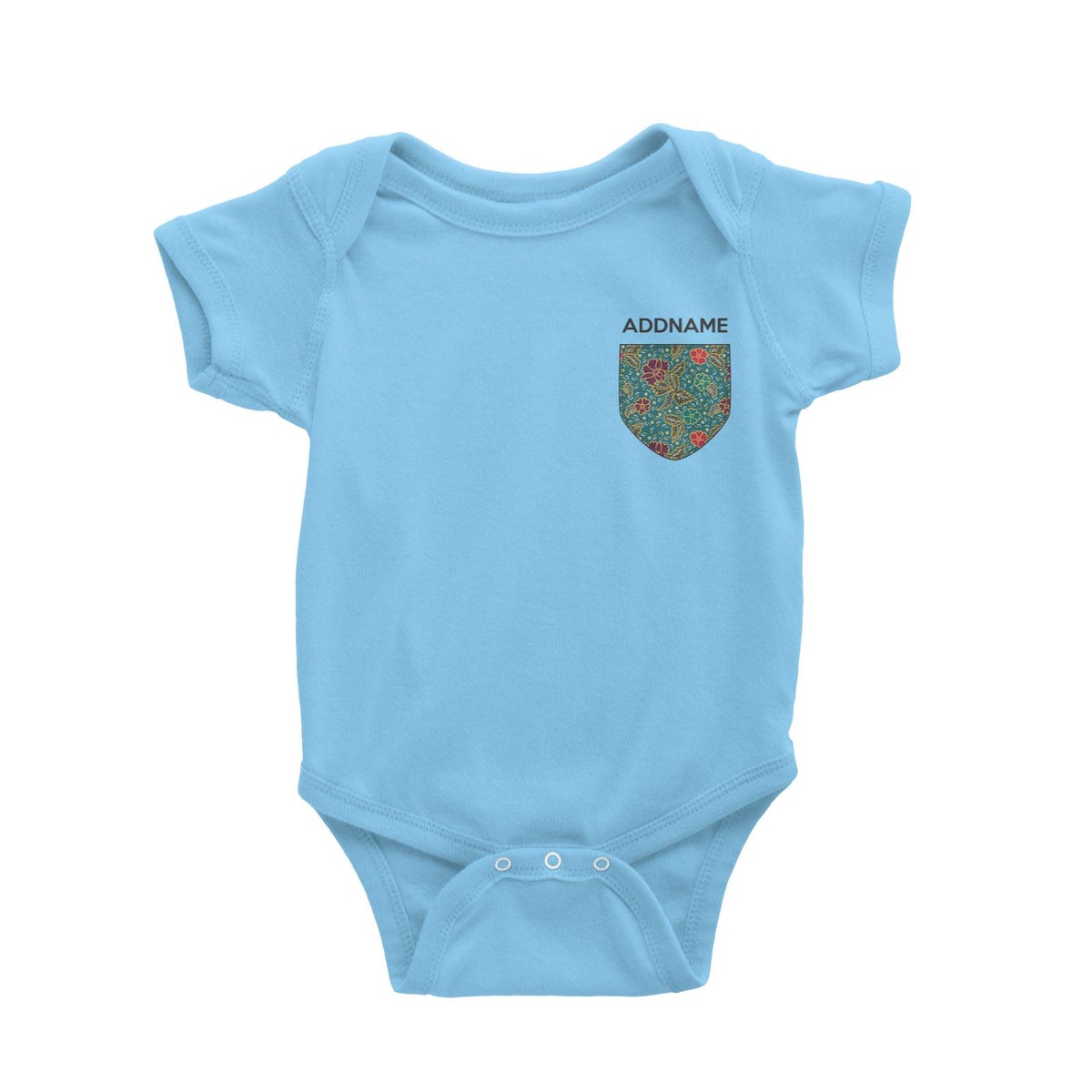 Raya Pocket Green Batik Pattern Addname Baby Rompers
