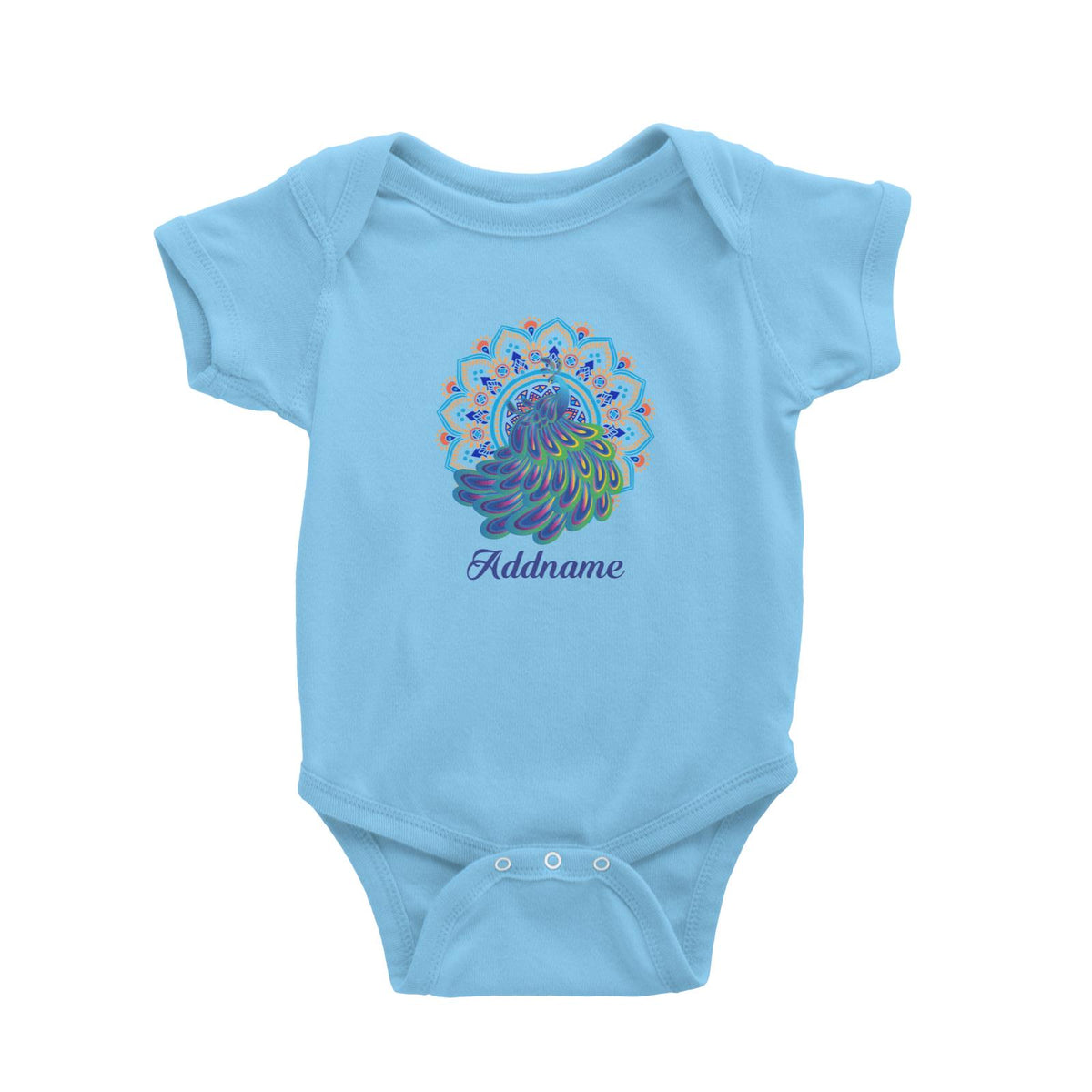 Deepavali Series Virtue Peacock with Sky Blue Mandala Baby Romper