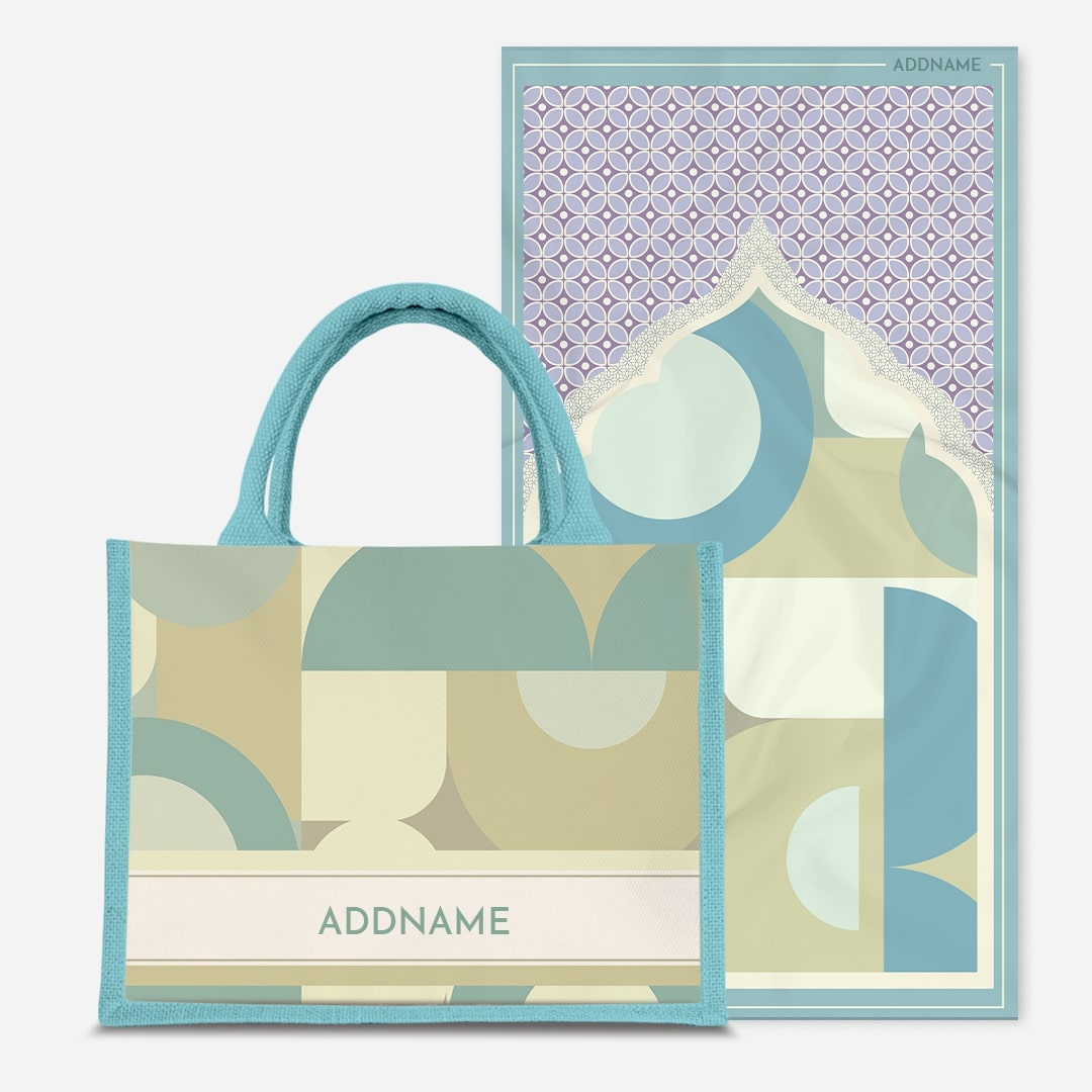 Ryn Series Prayer Mat with Half Lining Small Jute Bag-Pandan