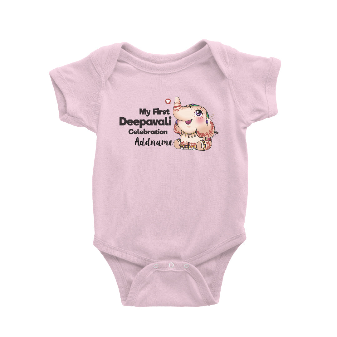 Deepavali Cute Decorative Ganesha My First Deepavali Celebration Addname Baby Romper