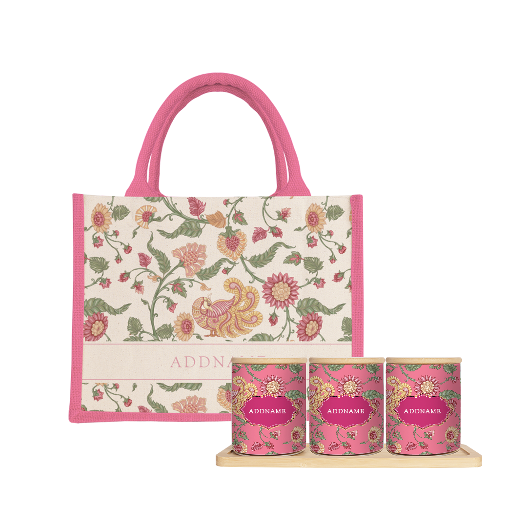 Batik Series - Cempaka Balang Raya Set (3 in 1) with Half Lining Small Jute Bag