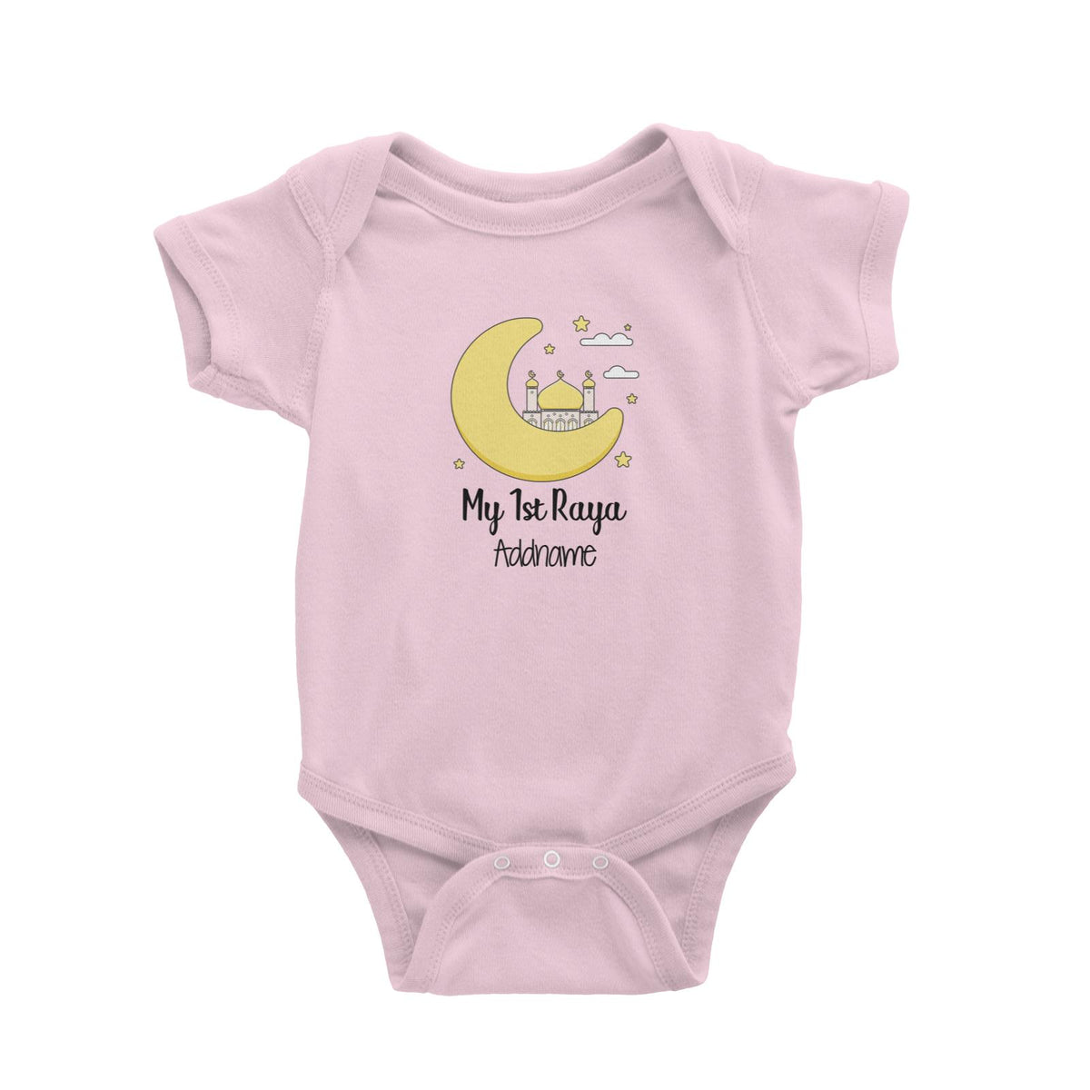 Raya Cute Mosque Cartoon Moon My 1st Raya Addname Baby Romper