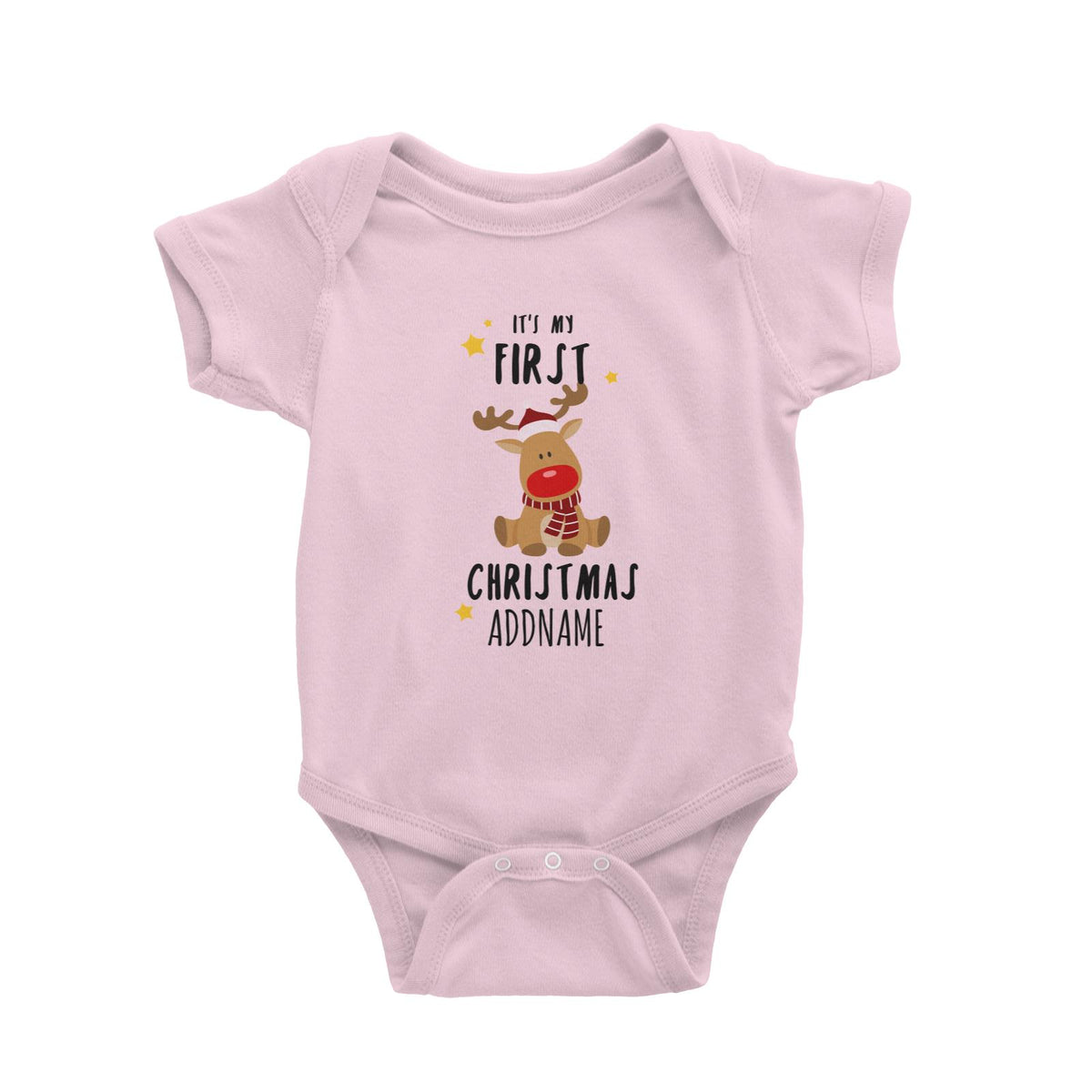 Cute Rudolph First Christmas Addname Baby Romper  Personalizable Designs Animal