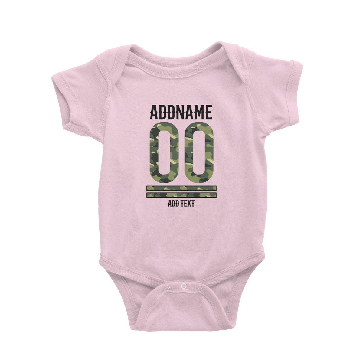 Camouflage Jersey Personalizable with Name Number and Text Baby Romper