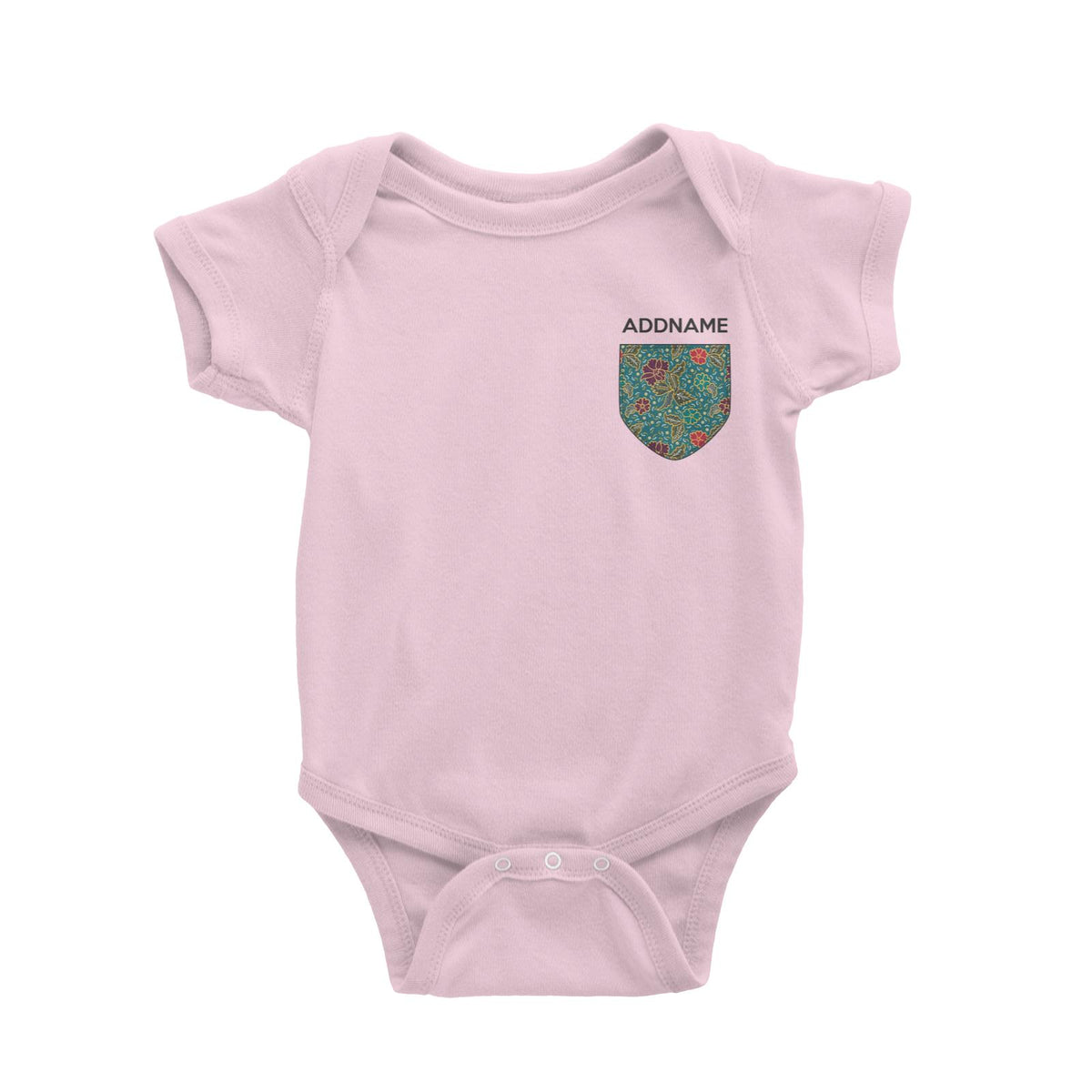 Raya Pocket Green Batik Pattern Addname Baby Rompers