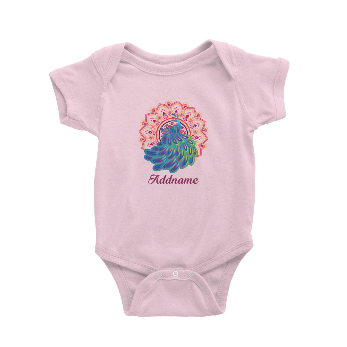 Deepavali Series Virtue Peacock with Red Mandala Baby Romper