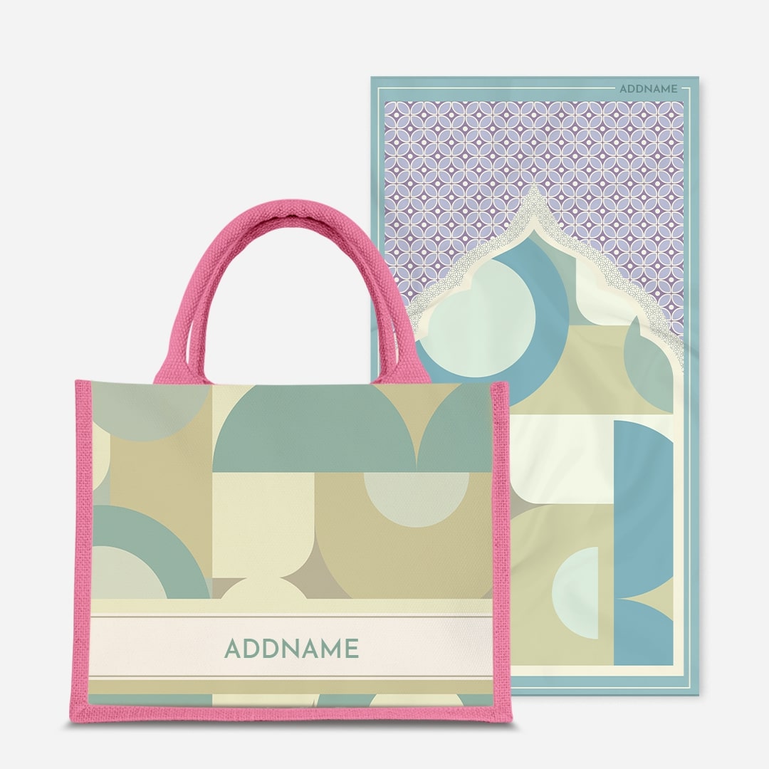 Ryn Series Prayer Mat with Half Lining Small Jute Bag-Pandan