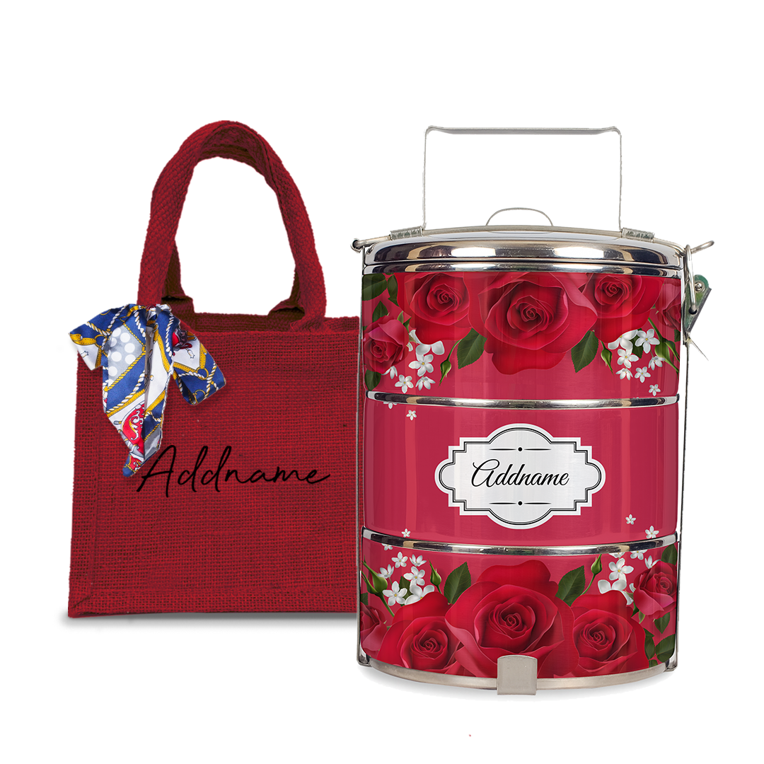 Full Red Rose Tiffin Carrier