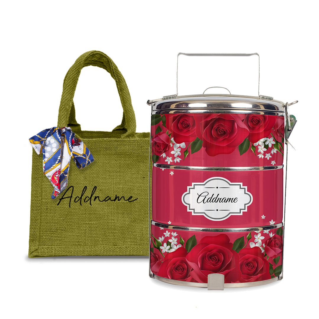 Full Red Rose Tiffin Carrier