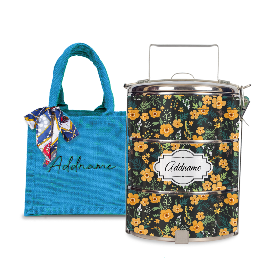 Yellow Windflower Tiffin Carrier