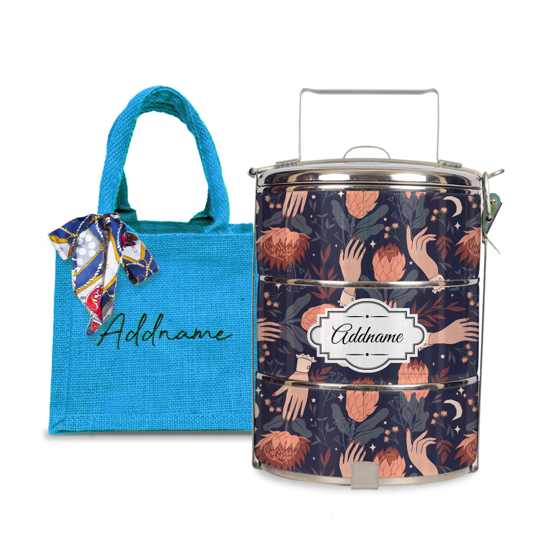 Floral with Hands Tiffin Carrier