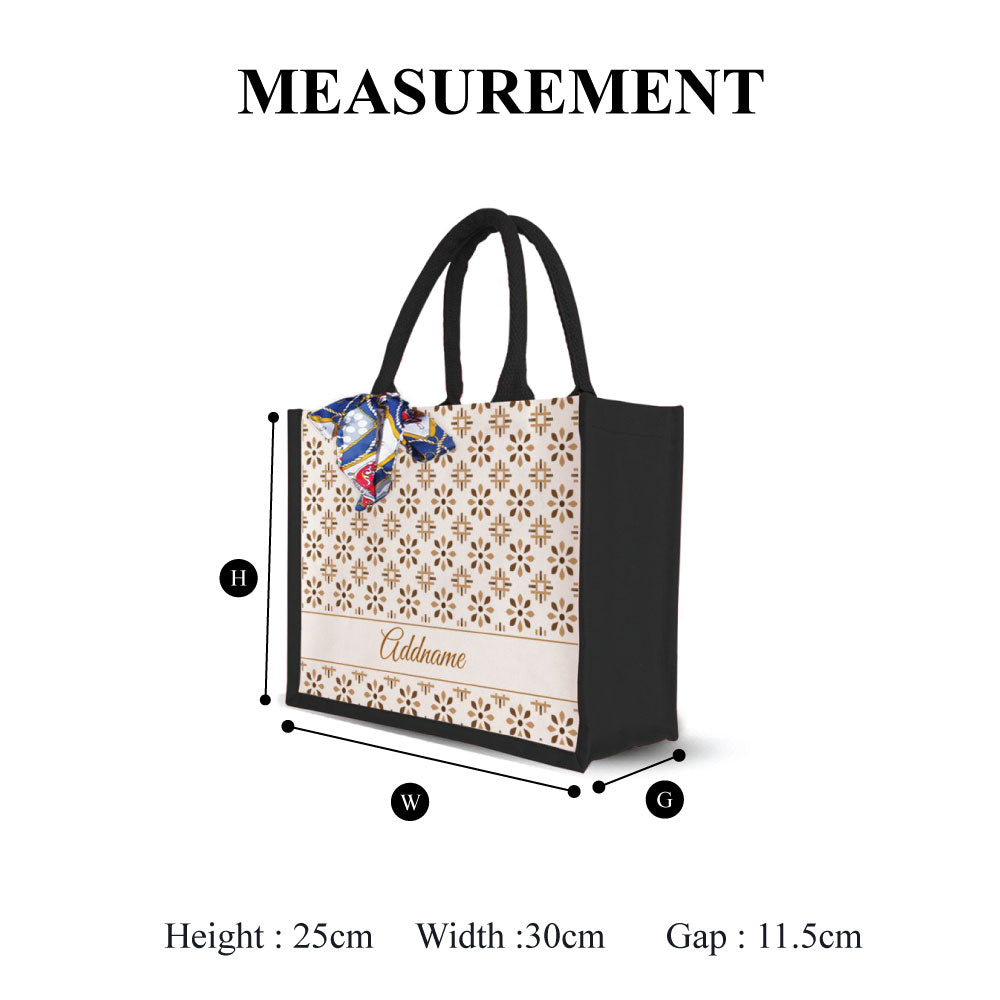 Arabesque Frost Canister with Half Lining Small Jute Bag