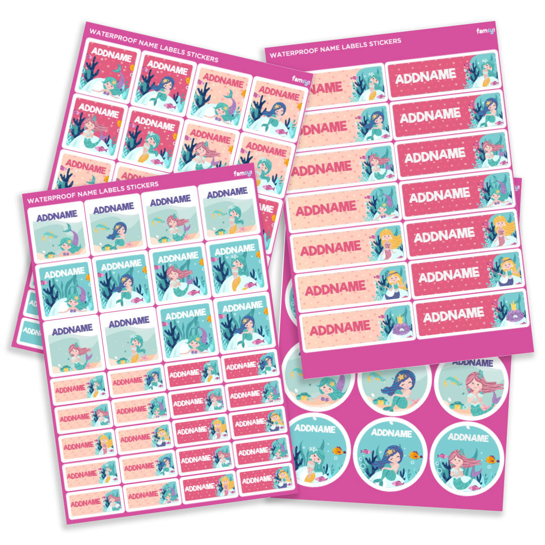 Pop Mermaid Waterproof Name Label Stickers