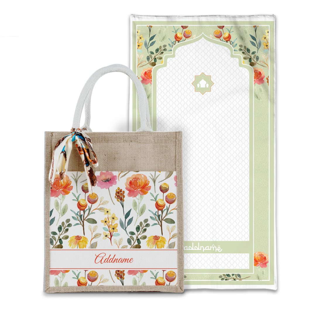 Laura Carnelian Sejadah with Matching Colourful Jute Bag