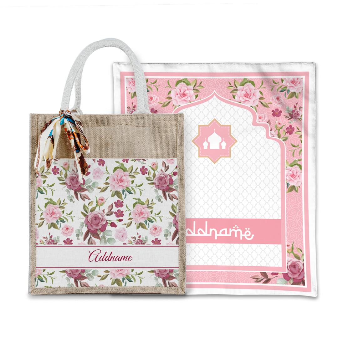 Laura Ruby Sejadah with Matching Colourful Jute Bag