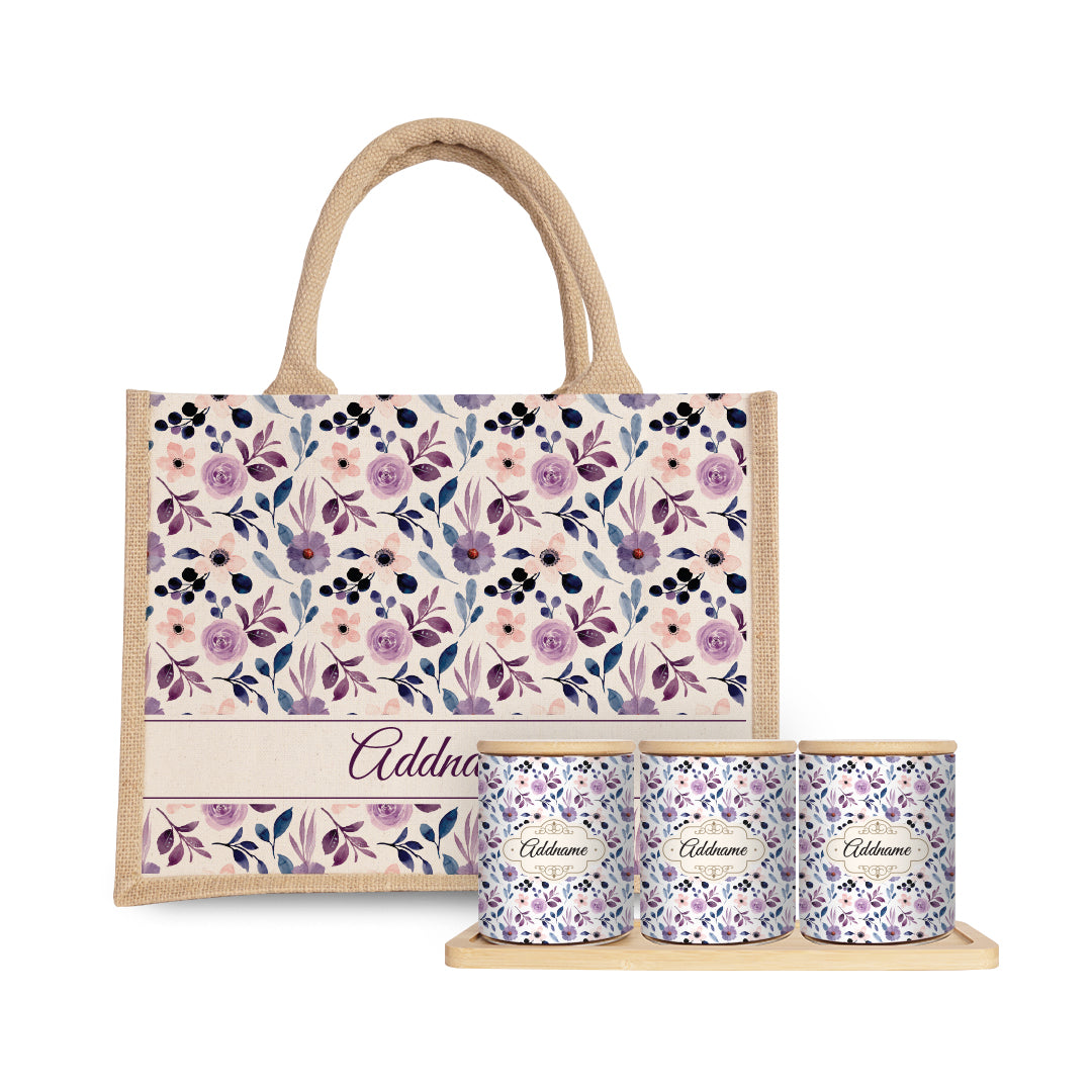 Violet Canister with Half Lining Small Jute Bag