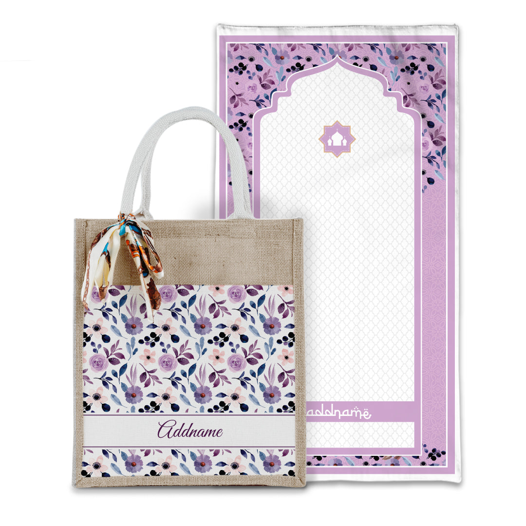 Laura Violet Sejadah with Matching Colourful Jute Bag