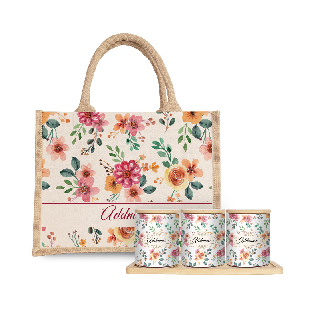 Garnet Canister with Half Lining Small Jute Bag