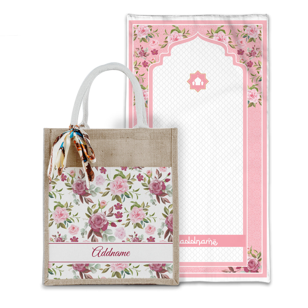 Laura Ruby Sejadah with Matching Colourful Jute Bag