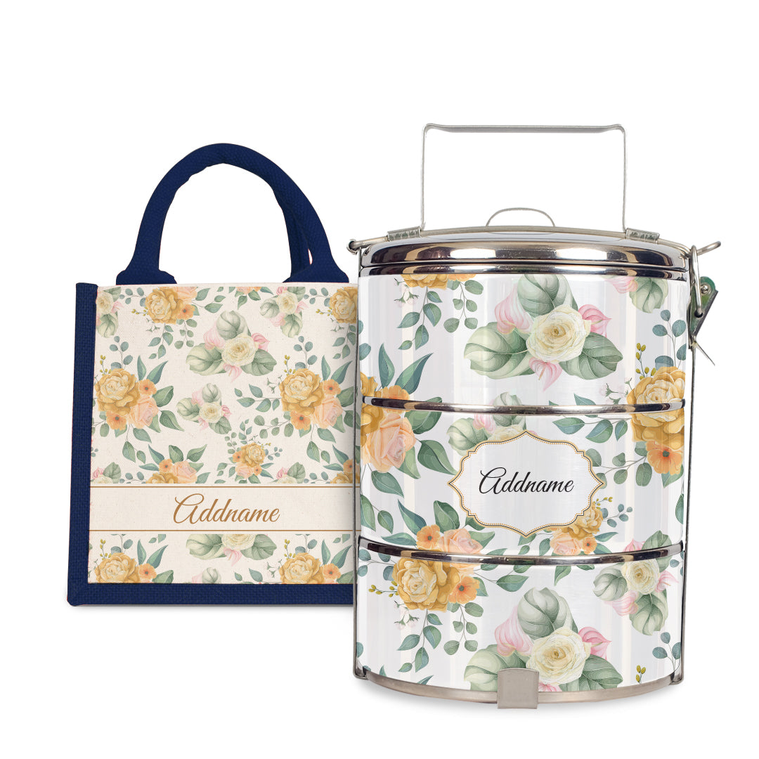 Laura Series - Honey - Lunch Tote Bag with Two-Tier Tiffin Carrier