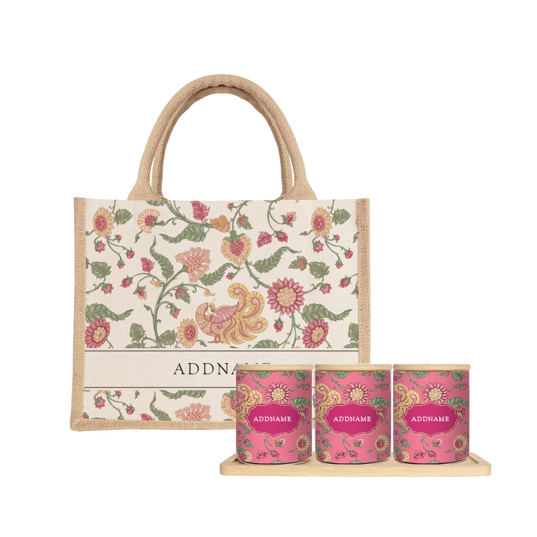 Batik Series - Cempaka Balang Raya Set (3 in 1) with Half Lining Small Jute Bag