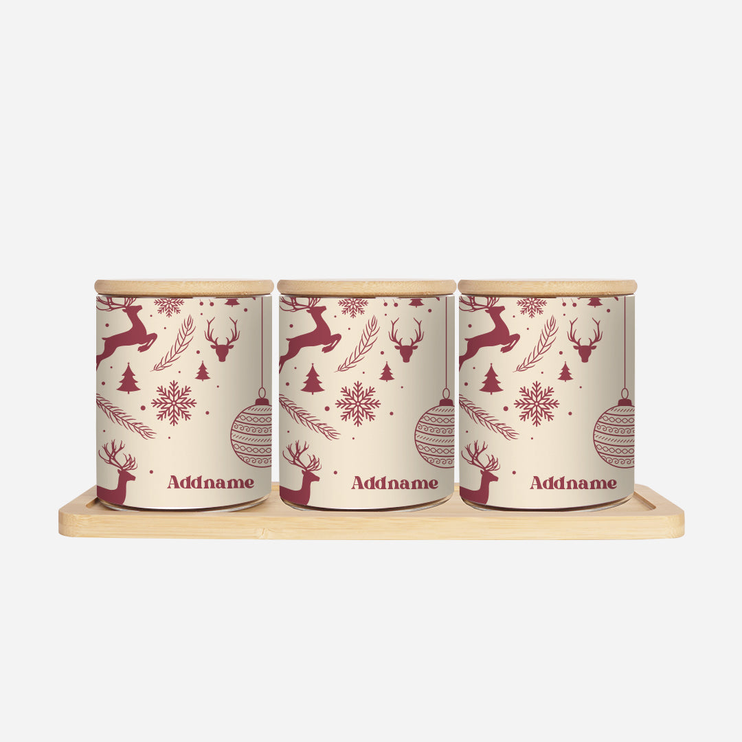 Christmas Series Canister - Jubilant Reindeers Natural