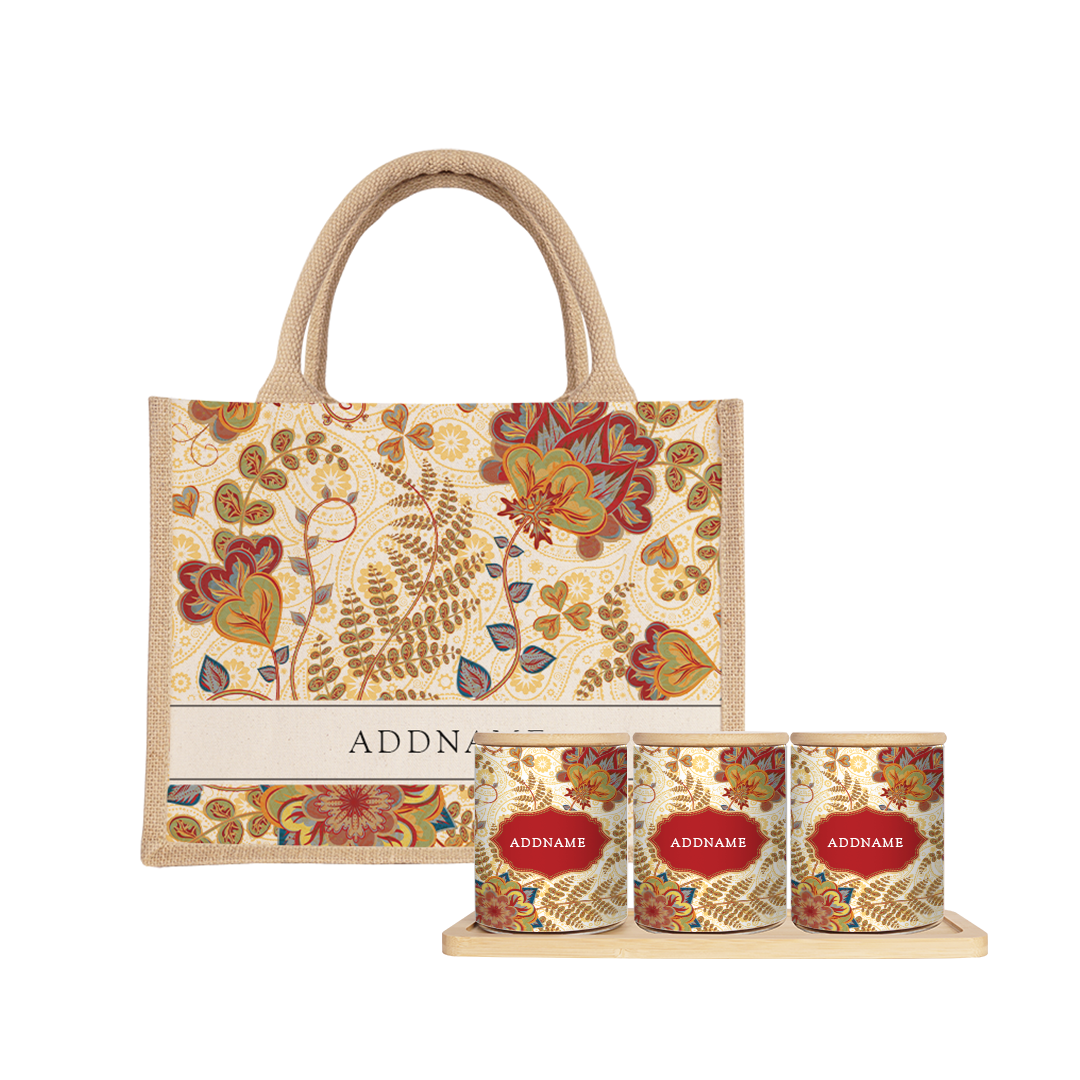 Batik Series - Mawar Balang Raya Set (3 in 1) with Half Lining Small Jute Bag