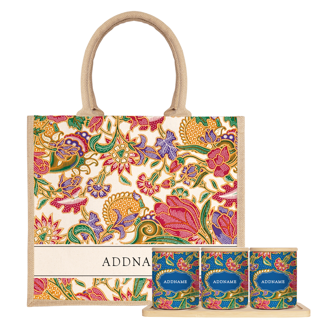 Batik Series - Kuntum Balang Raya Set (3 in 1) with Half Lining Jute Bag