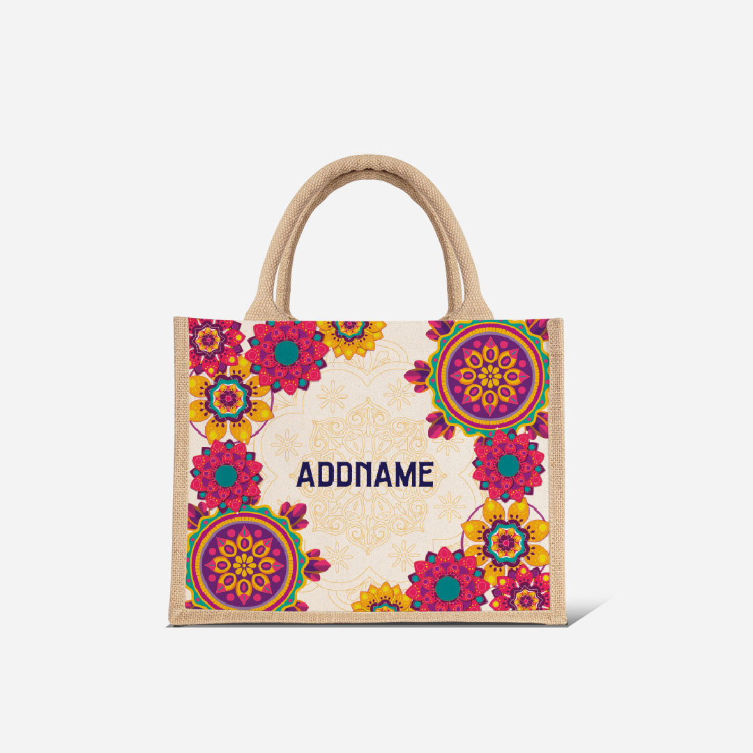 Pookal Series Half Lining Small Jute Bag - Puukom Natural