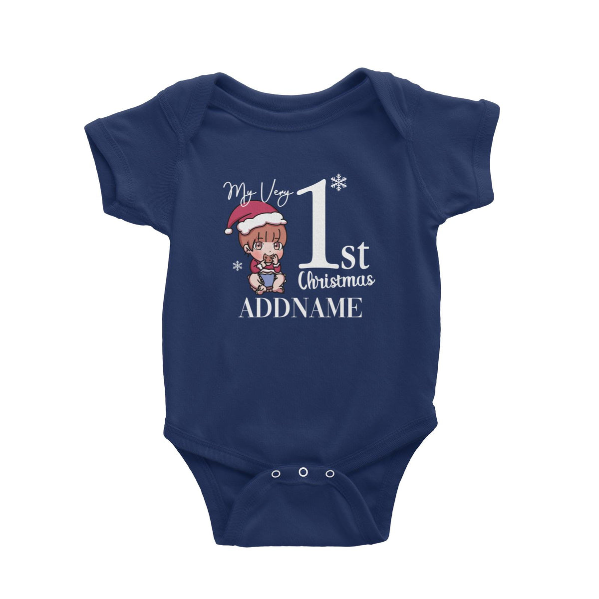 Xmas Christmas Chibi Family My Very 1st Christmas Baby Girl Eating Cookie Baby Romper
