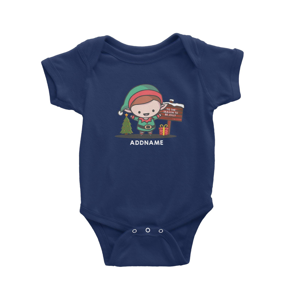 Christmas Cute Jolly Series Elf Addname Baby Romper