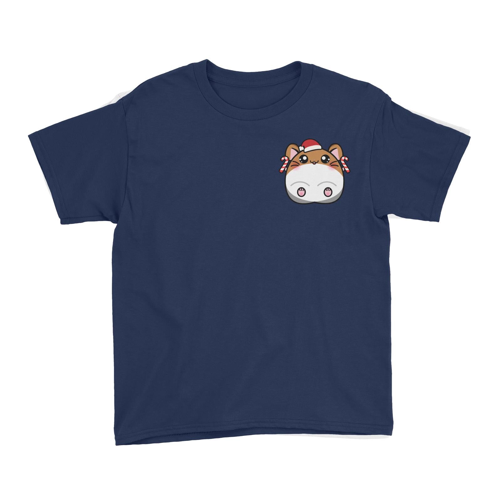 Christmas Cute Santa Hamster Series Santa Boy Hamster with Candy Cane Kid's T-Shirt