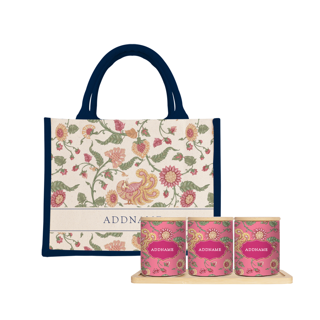 Batik Series - Cempaka Balang Raya Set (3 in 1) with Half Lining Small Jute Bag