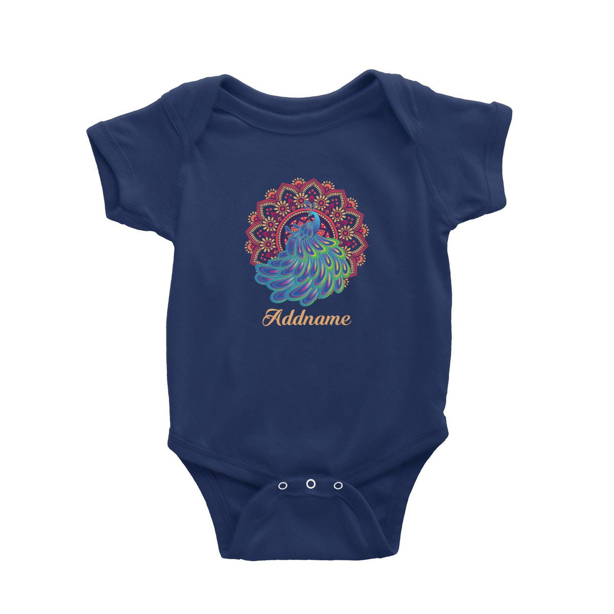Deepavali Series Virtue Peacock with Red Mandala Baby Romper