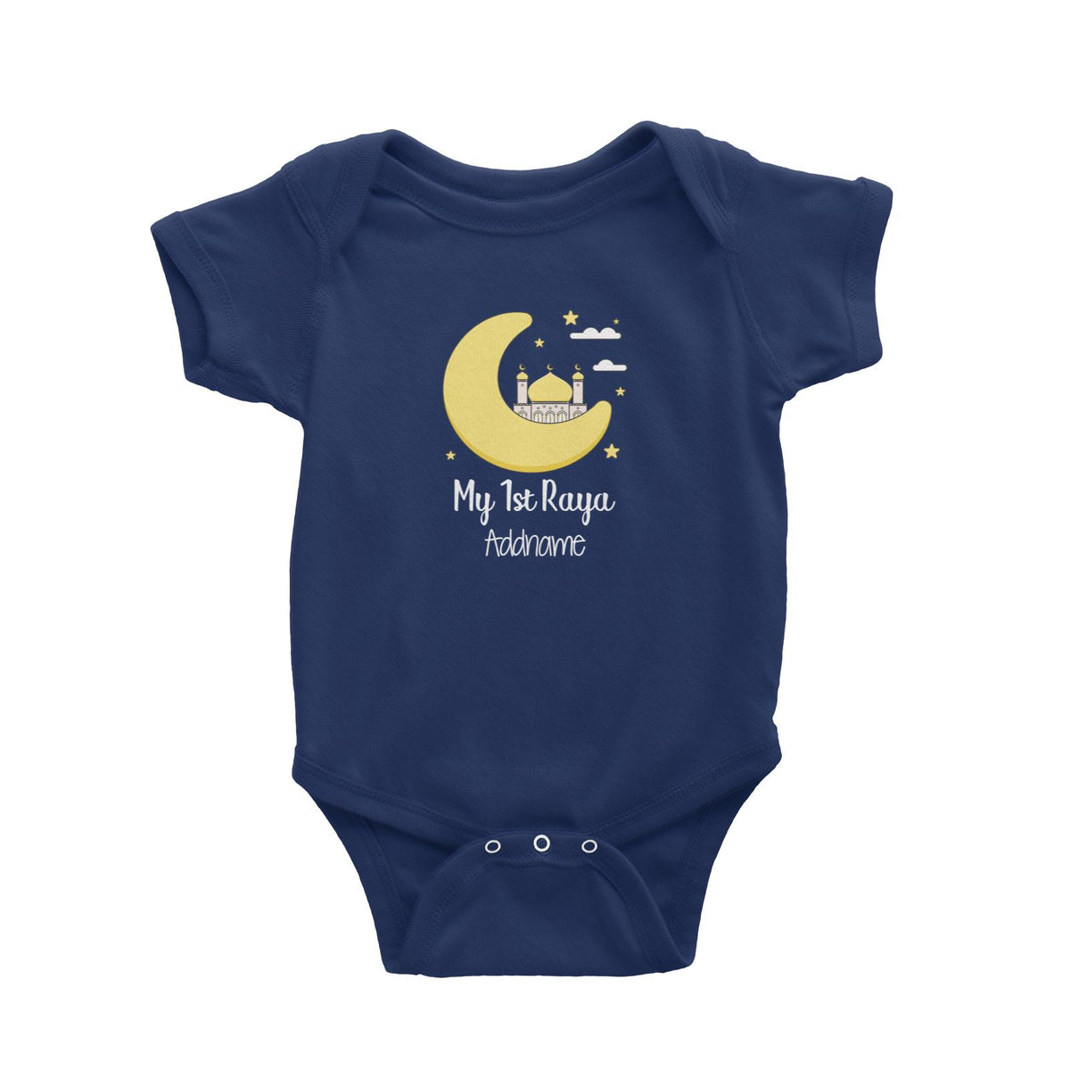 Raya Cute Mosque Cartoon Moon My 1st Raya Addname Baby Romper