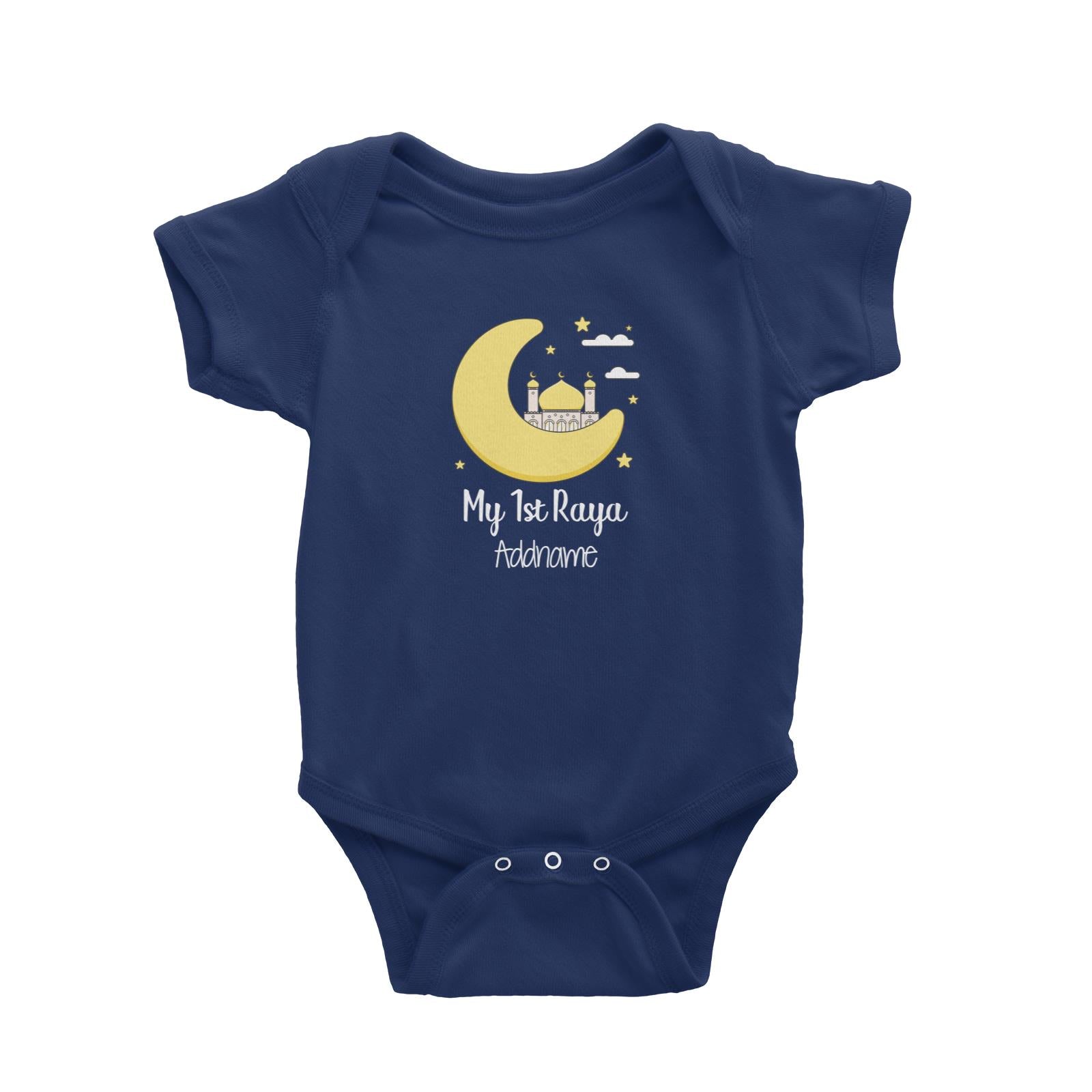 Raya Cute Mosque Cartoon Moon My 1st Raya Addname Baby Romper