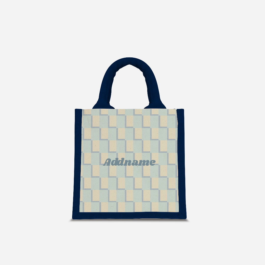 Checkered Series Half Lining Lunch Bag  - Blue Navy