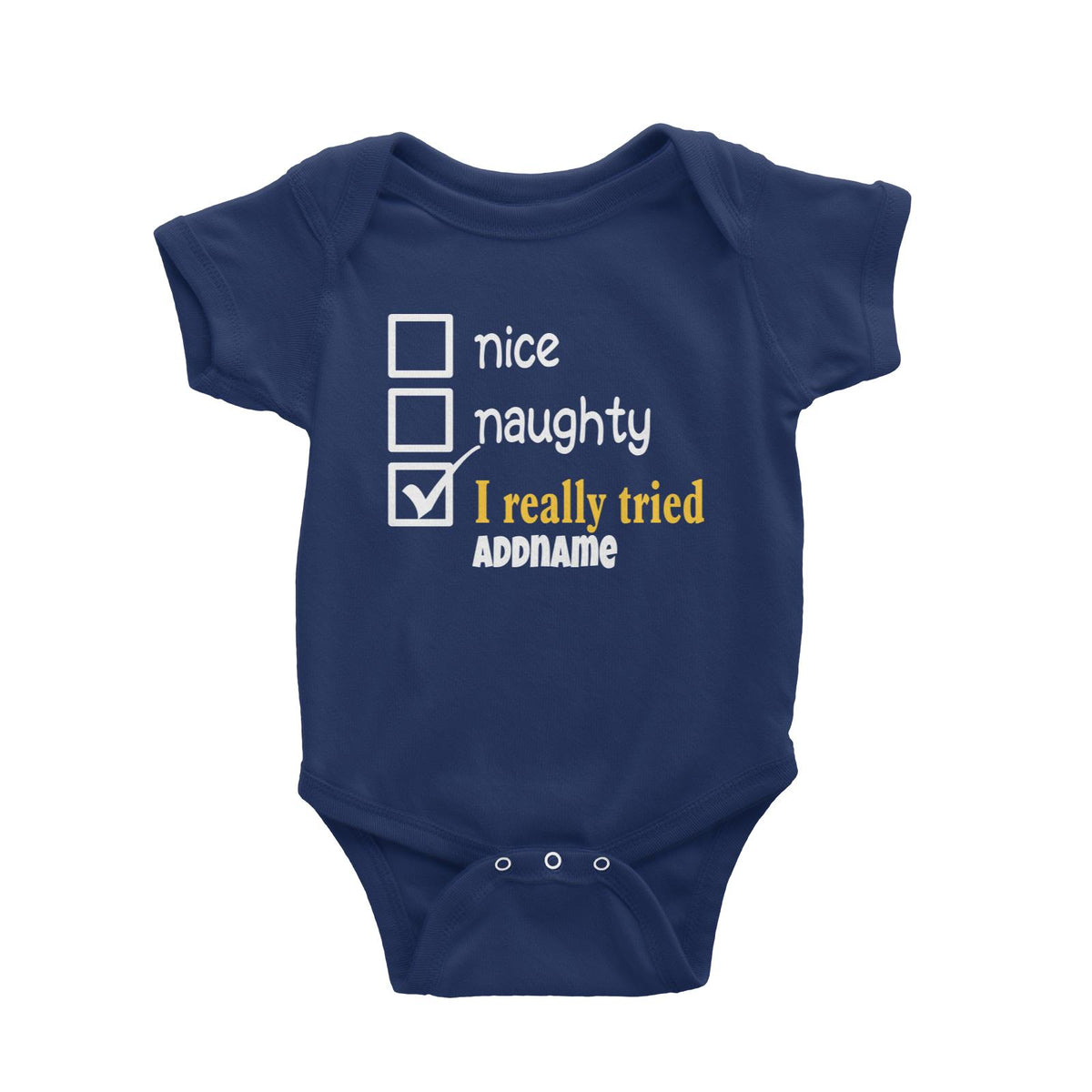 Xmas Nice Naughty I Really Tried Baby Romper