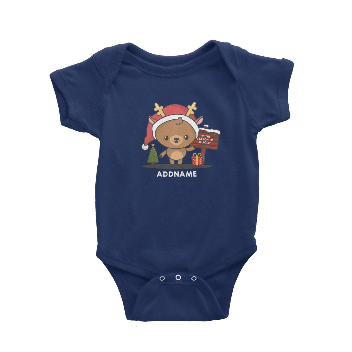 Christmas Cute Jolly Series Deer Addname Baby Romper