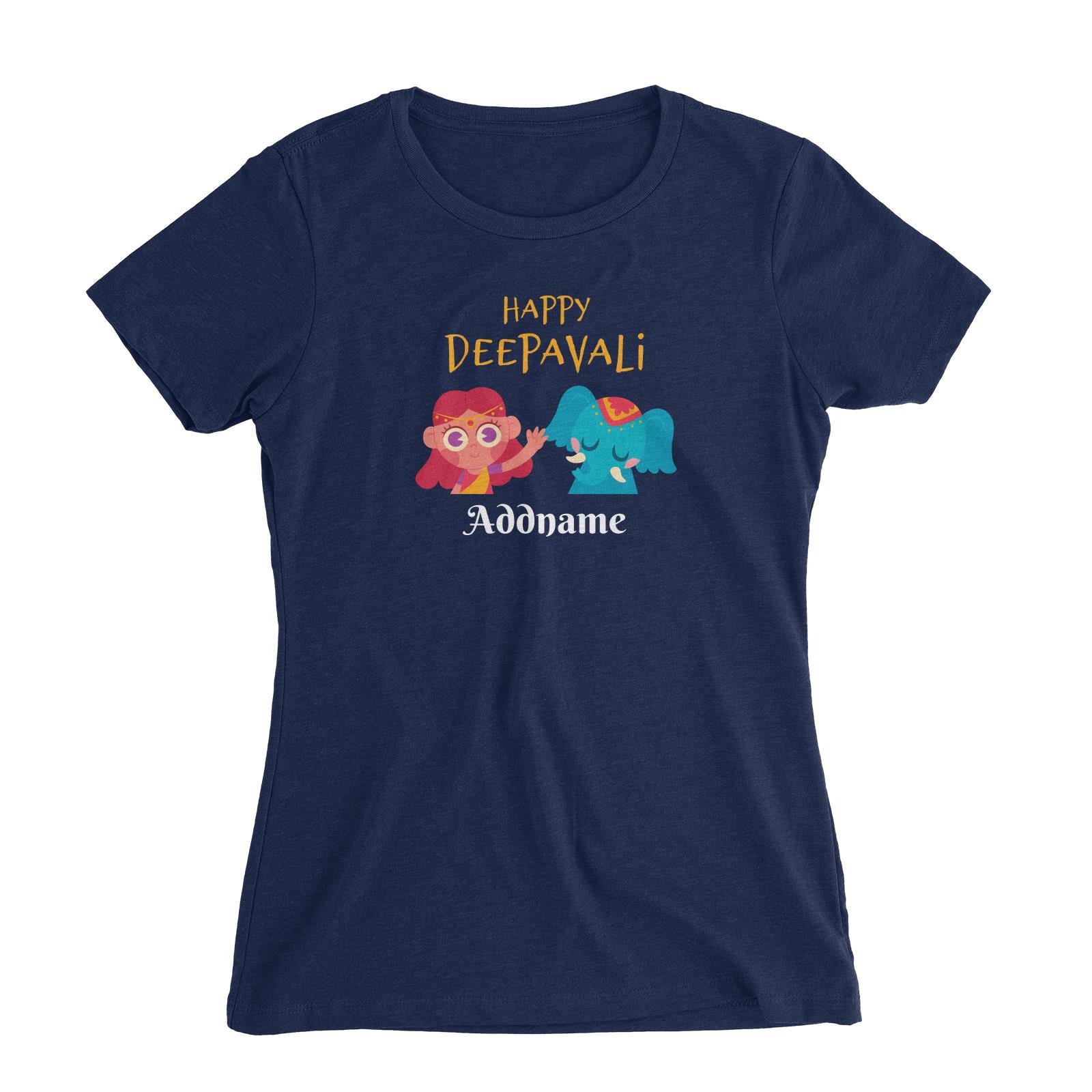 Deepavali Series Little Girl Wishes You Happy Deepavali Women's Slim Fit T-Shirt